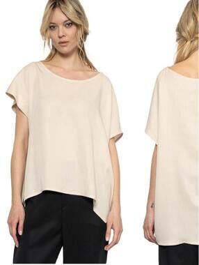 Lotus Eaters Cream Tencel Oversized Boxy Top XXL High Low Lagenlook